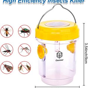 Petoor Wasp Trap Outdoor - Solar Powered Killer Effective Hornet for Wasps, Hornets, Insects, Yellow Jacket Fruit Fly Pack of 2, 2022 yellow