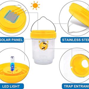 Petoor Wasp Trap Outdoor - Solar Powered Killer Effective Hornet for Wasps, Hornets, Insects, Yellow Jacket Fruit Fly Pack of 2, 2022 yellow