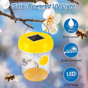 Petoor Wasp Trap Outdoor - Solar Powered Killer Effective Hornet for Wasps, Hornets, Insects, Yellow Jacket Fruit Fly Pack of 2, 2022 yellow