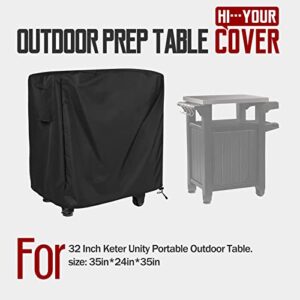 Portable Outdoor Table Cover, Fits 32 Inch Keter Unity Portable Outdoor Table,420D Tear-Resistant, UV Resistant, All Weather Protection, Waterproof Outdoor Preptable Cover,Black(35"L x 24"W x 35"H)