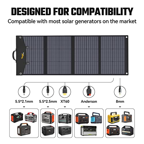 Togo POWER 120W 18V Portable Solar Panel for Jackery/ECOFLOW/BLUETTI/Anker Power Station, IP65 Waterproof Foldable Solar Panel with USB QC3.0 and USB-C for Phones Tablets, Camping, RV, Off Grid