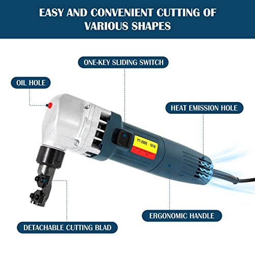 POWLAB Sheet Metal Nibbler Electric Metal Nibbler Cut 1.8mm/0.07'' Steel Plate Metal Nibbler Cutter Sheet Steel Nibbler with 1700RPM High Speed Rotor for Cutting Stainless Steel,Aluminium, Plastic