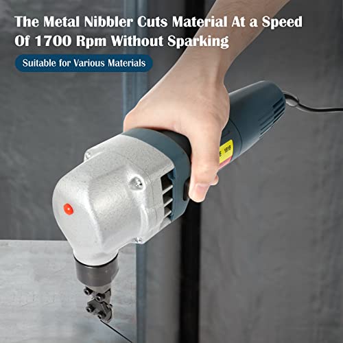 POWLAB Sheet Metal Nibbler Electric Metal Nibbler Cut 1.8mm/0.07'' Steel Plate Metal Nibbler Cutter Sheet Steel Nibbler with 1700RPM High Speed Rotor for Cutting Stainless Steel,Aluminium, Plastic
