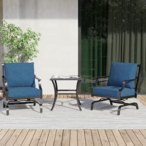 Grand patio Outdoor Patio Seating, 3 Piece Patio Set, 2 Motion Chairs with Side Table, Peacock Blue