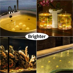 SHYMERY Submersible LED Lights,24 Pack Flameless Underwater Tea Lights,Battery Powered Small Bright Waterproof Tea Lights Candles for Vases, Fountain, Pool,Wedding Centerpieces,Party(Warm White)