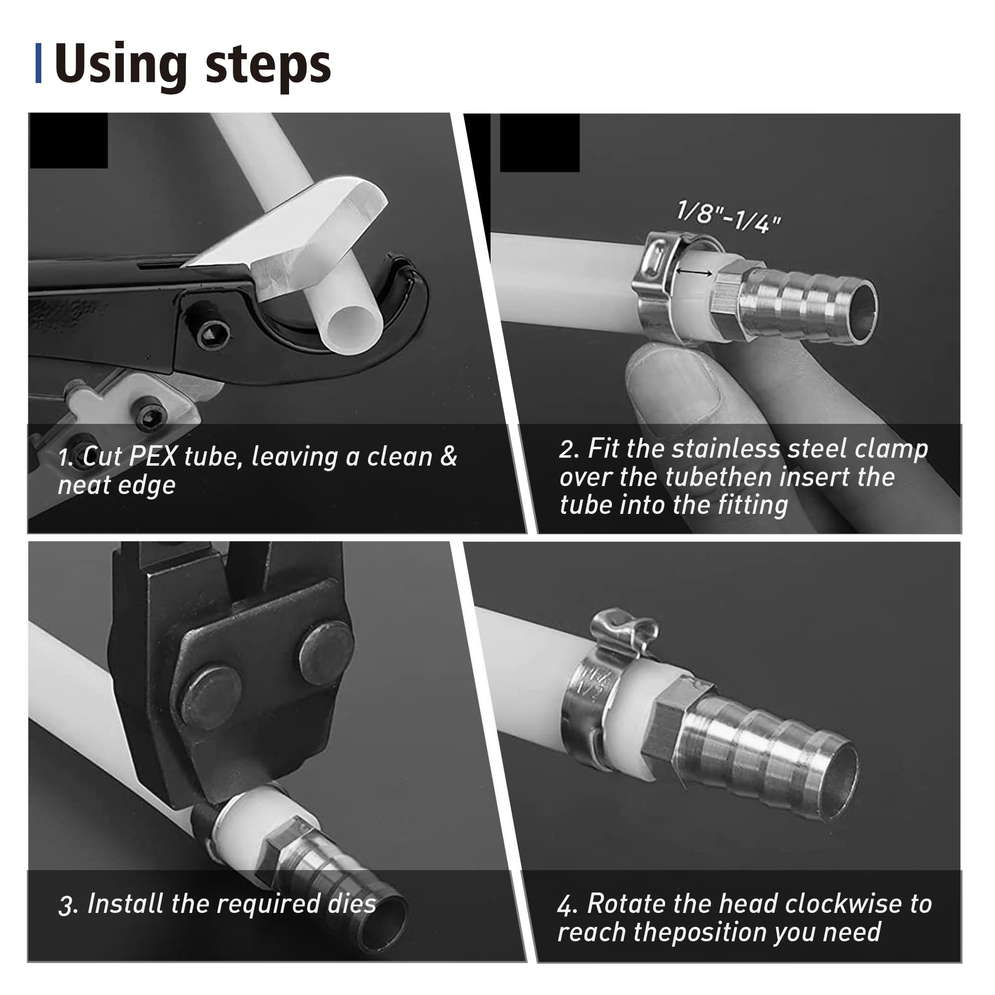 iGeelee Pex Crimping Tool with Tube Cutter - Complete Kit with 20 Clamps (10PCS 1/2" and 10PCS 3/4") - ASTM F2098 Compliant - Easy Ratchet Design (SSC-T20)