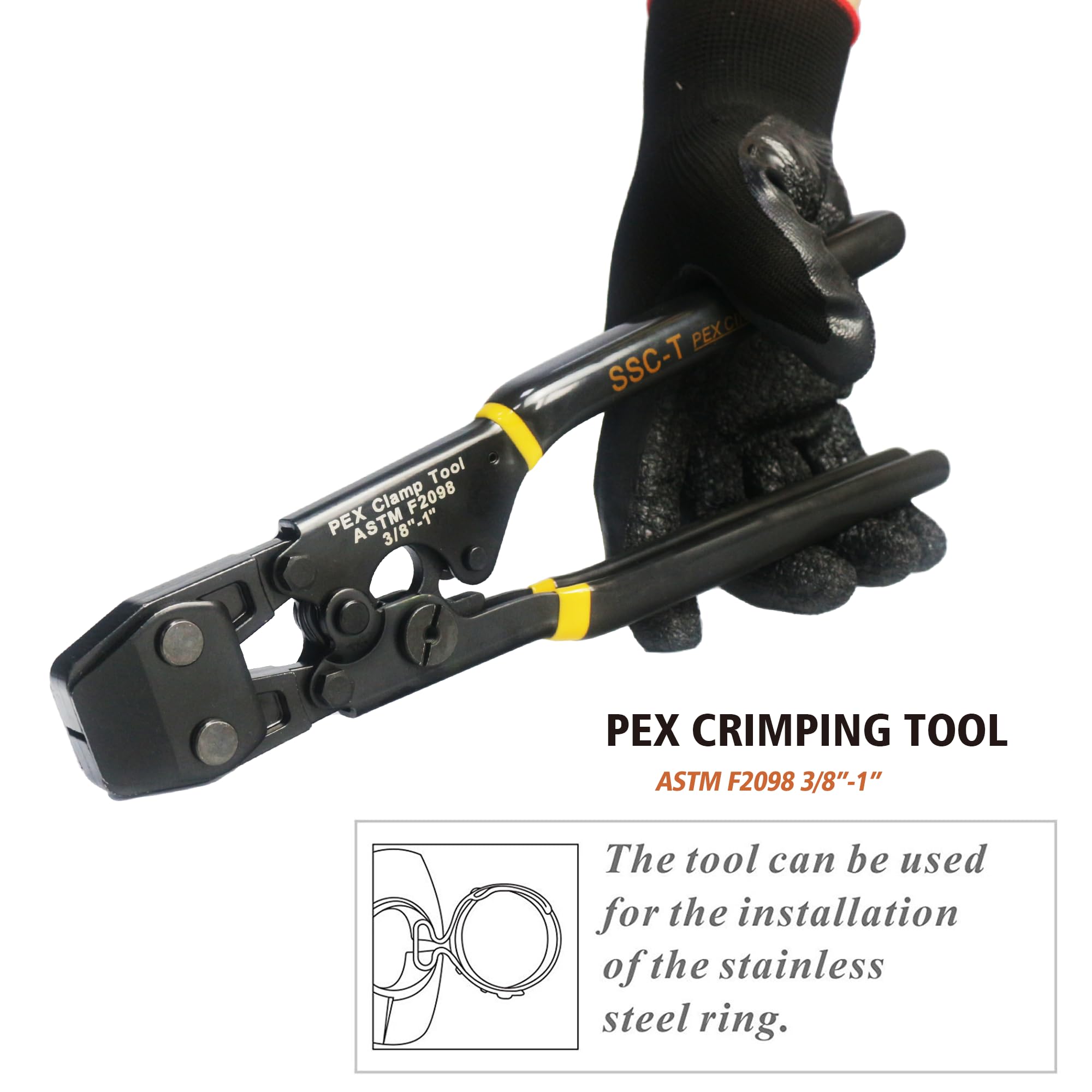 iGeelee Pex Crimping Tool with Tube Cutter - Complete Kit with 20 Clamps (10PCS 1/2" and 10PCS 3/4") - ASTM F2098 Compliant - Easy Ratchet Design (SSC-T20)