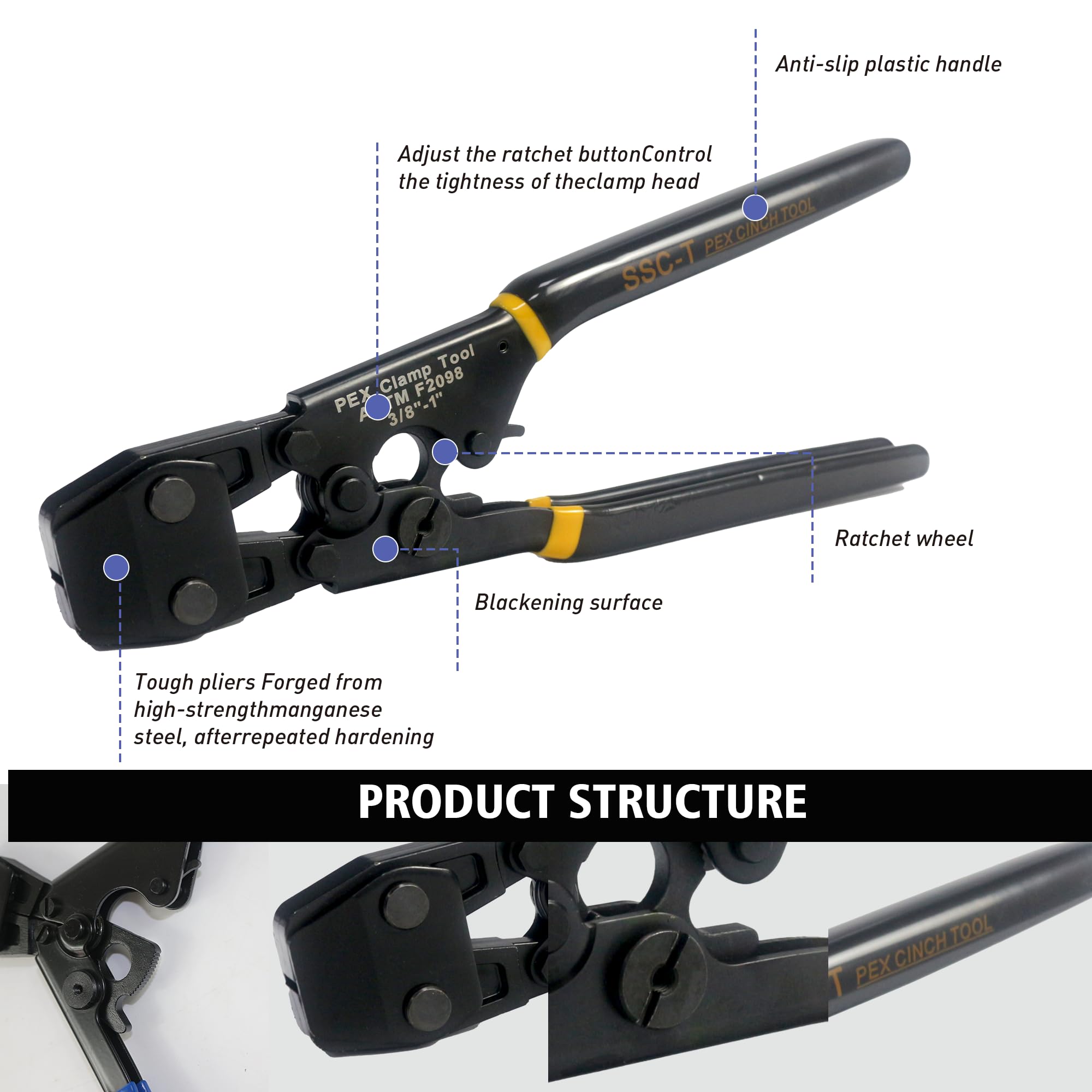 iGeelee Pex Crimping Tool with Tube Cutter - Complete Kit with 20 Clamps (10PCS 1/2" and 10PCS 3/4") - ASTM F2098 Compliant - Easy Ratchet Design (SSC-T20)