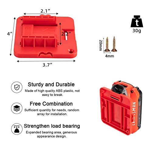 5 Pack Battery Holder for Craftsman 20V Battery Mounts Dock Holder Fit for CMCB204 CMCB202 CMCB201 CMCS500B(w/10 Screws, No Battery)