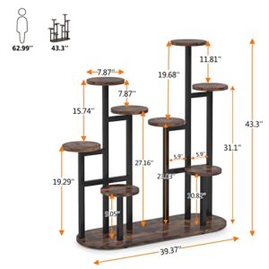 Tribesigns Plant Stand Indoor, Multi-Tiered 11 Potted Plant Shelf Flower Stands, Tall Plant Rack Display Holder Planter Organizer for Garden Balcony Living Room, Rustic Brown