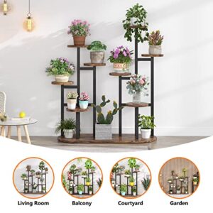 Tribesigns Plant Stand Indoor, Multi-Tiered 11 Potted Plant Shelf Flower Stands, Tall Plant Rack Display Holder Planter Organizer for Garden Balcony Living Room, Rustic Brown