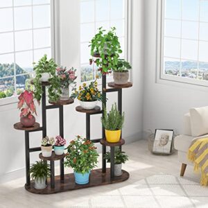 Tribesigns Plant Stand Indoor, Multi-Tiered 11 Potted Plant Shelf Flower Stands, Tall Plant Rack Display Holder Planter Organizer for Garden Balcony Living Room, Rustic Brown