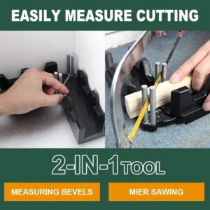 2-in-1 Mitre Measuring Cutting Tool, Miter Saw Protractor Tool, Precise Mitre Angles Cutting Tool, Measuring Template Instrument Home Supplies (Black)