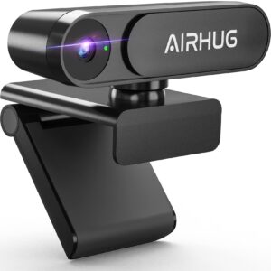 airhug webcam - video conferencing streaming recording - plug & play usb web cam with privacy cover (2k webcam no mic)