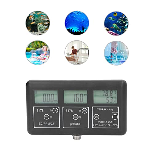 Water Quality Tester, 7 in 1 PH ORP EC TDS CF Temperature Humidity Meter Multi-Parameter Water Monitor for Drinking Water, Pool, Aquarium, Fish, Hydroponics(#2 US)