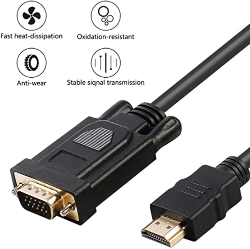 Computer Cables，HDMI to VGA, Vakoo Gold-Plated HDMI to VGA 5 Feet Cable (Male to Male) Compatible for Computer, Desktop, Laptop, PC, Monitor, Projector, HDTV, Raspberry Pi, Roku, Xbox and More