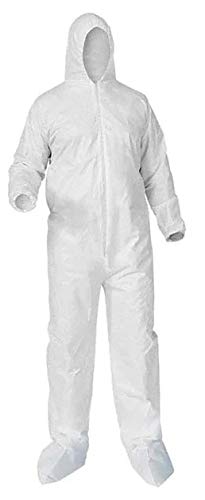 CLEANPRO Microporous Polypropylene Disposable Coveralls with Attached Hood & Boots, X-Large