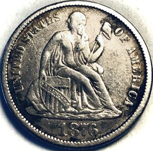 1876 cc seated liberty silver dime extremely fine