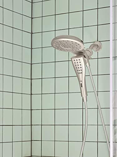 Moen Verso Spot Resist Brushed Nickel Rainshower/Handshower Combination with Infiniti Dial and Magnetix Docking, 60" Hose, 220C2EPSRN