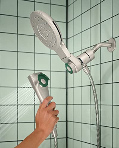 Moen Verso Spot Resist Brushed Nickel Rainshower/Handshower Combination with Infiniti Dial and Magnetix Docking, 60" Hose, 220C2EPSRN