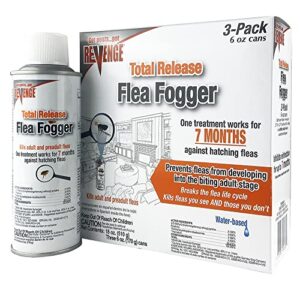 bonide 4613 fogger, revenge total release, pack of 3 6 oz ready-to-use cans, long lasting formula kills fleas