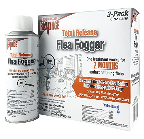 Bonide 4613 Fogger, Revenge Total Release, Pack of 3 6 oz Ready-to-Use Cans, Long Lasting Formula Kills Fleas