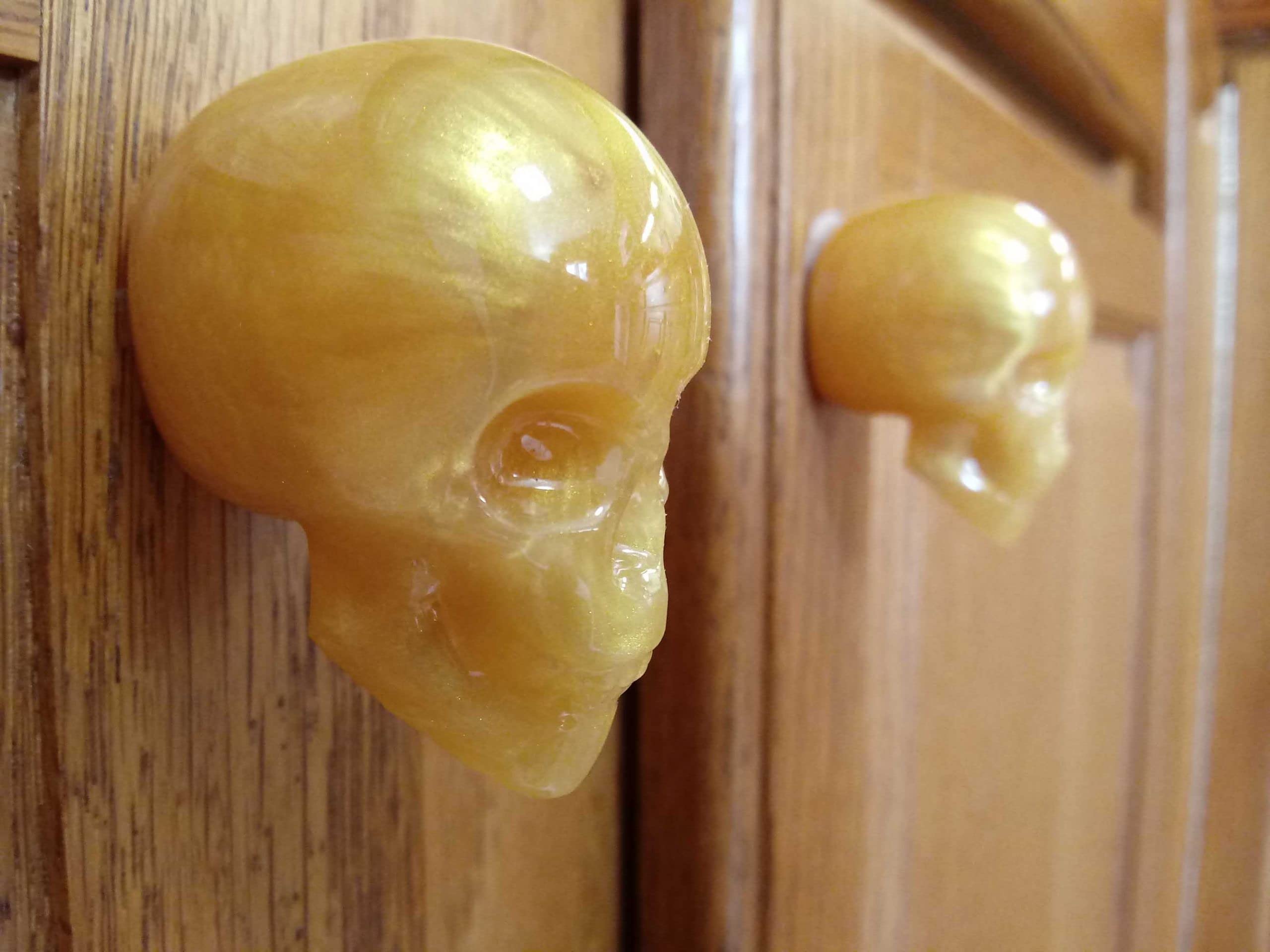 Gold Skull Door Knobs Drawer Knobs (Set of 2)