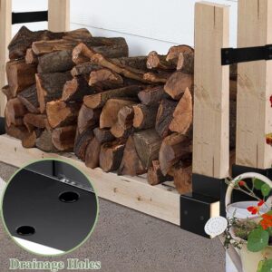 TFMUZERT Firewood Rack Outdoor Heavy Steel Stable Storage Holder Fit 2x4 Perfect for Outside Backyard Fire Pits Adjustable to Any Length