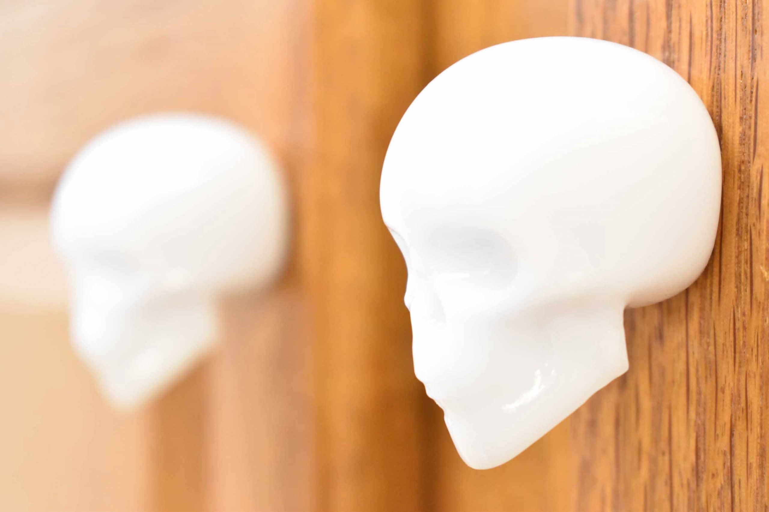 White Skull Door Knobs Drawer Knobs (Set of 2)