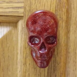 Red Holographic (Holo) Glitter Skull Door Knobs Drawer Knobs (Set of 2)