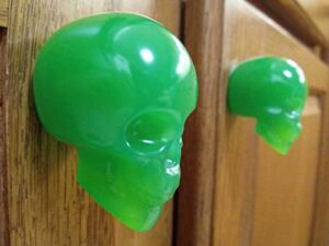 green skull cabinet knobs/drawer knobs (black light activated) (set of 2)