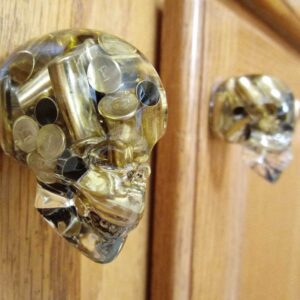 Bullet Skull Door Knobs with Real 22 Caliber Bullet Casings (Set of 2)