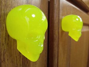 yellow skull cabinet knobs/drawer knobs (black light activated) (set of 2)