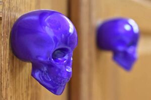 purple skull door knobs drawer knobs (set of 2)