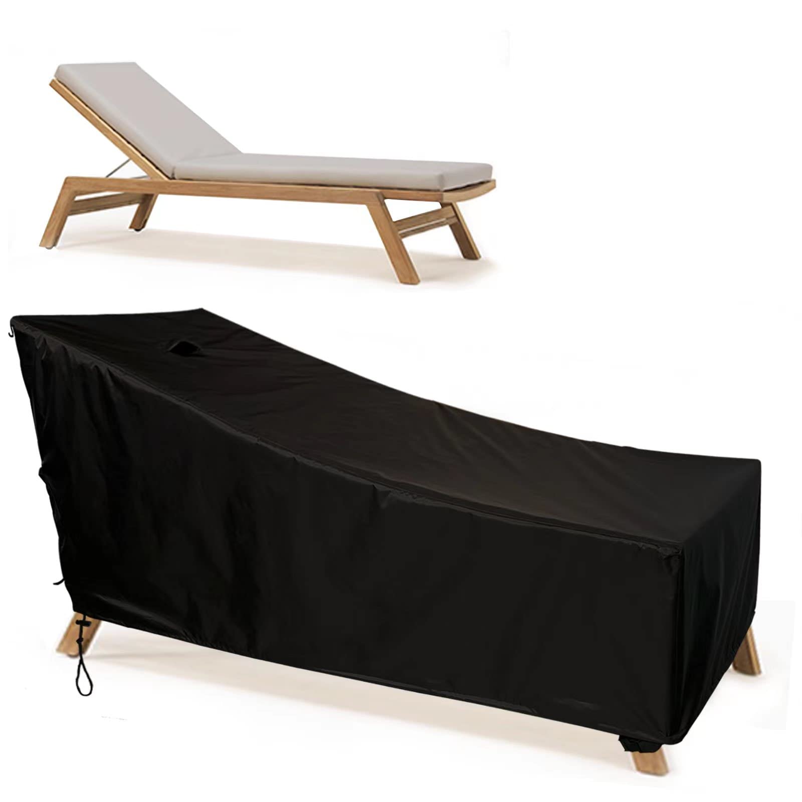 SIHAIAN Chaise Lounge Cover Waterproof Patio Lounge Chair Cover UV Resistant Lounger Covers Dust-Proof Outdoor Lounge Chair Covers 2Pack Patio Furniture Covers 78Lx29Wx35H in Black