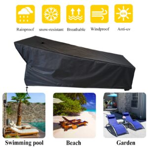 SIHAIAN Chaise Lounge Cover Waterproof Patio Lounge Chair Cover UV Resistant Lounger Covers Dust-Proof Outdoor Lounge Chair Covers 2Pack Patio Furniture Covers 78Lx29Wx35H in Black