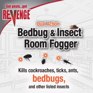 Bonide Revenge Dual Action Bedbug & Insect Room Fogger, Pack of 3 Long Lasting Protection Against Fleas, Ticks, Cockroaches, Ants