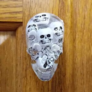 Clear Skull Door Knobs Drawer Knobs with Mini Skull Beads (Set of 2)