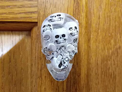 Clear Skull Door Knobs Drawer Knobs with Mini Skull Beads (Set of 2)