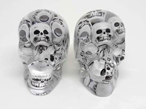 Clear Skull Door Knobs Drawer Knobs with Mini Skull Beads (Set of 2)