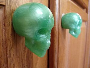 green skull door knobs drawer knobs (set of 2)
