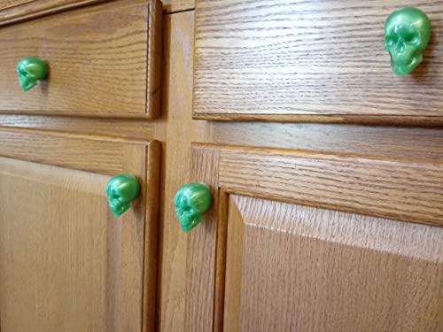 Green Skull Door Knobs Drawer Knobs (Set of 2)