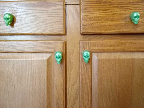 Green Skull Door Knobs Drawer Knobs (Set of 2)