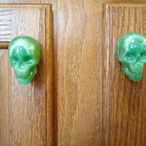 Green Skull Door Knobs Drawer Knobs (Set of 2)