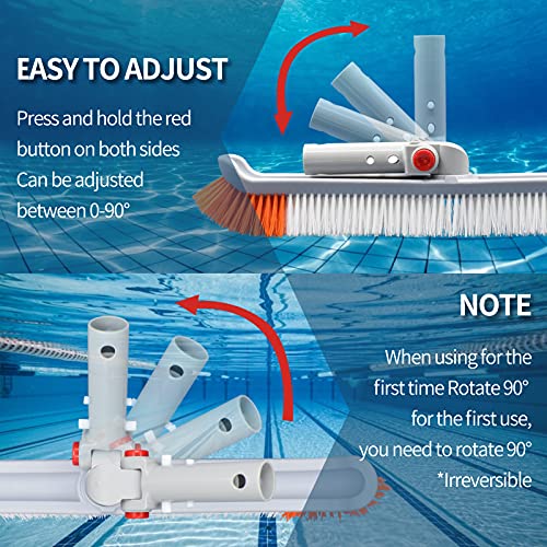 Buyplus Swimming Pool Brush with Pole - 19" Polished Nylon Bristles Pool Brushes Head and 12 ft Aluminum Telescopic Pool Poles, Designed for Cleaning Walls, Tiles & Floors