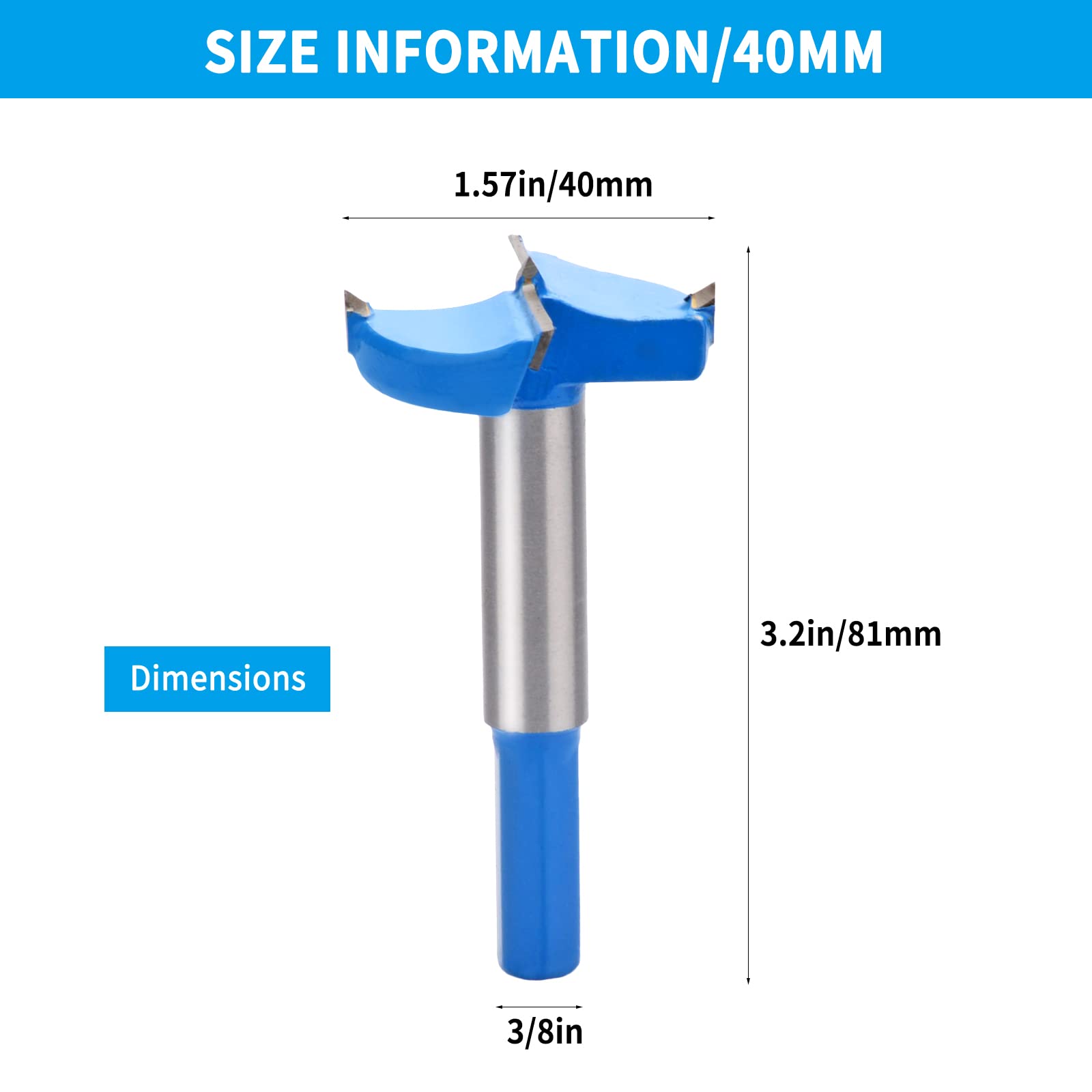 1-5/8" Forstner Drill Bit,Hex Shank Carbide Tipped Wood Drilling Wood Tool Punching Bit(42mm)