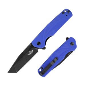 oknife ratel folding pocket knife, edc knife with 154cm stainless steel 3.2" tanto blade and g10 handle, flipper tab and liner lock, carry pocket clip, for outdoor, camping, survival