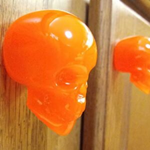 Orange Skull Cabinet Knobs/Drawer Knobs (Black Light Activated) (Set of 2)