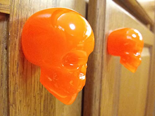 Orange Skull Cabinet Knobs/Drawer Knobs (Black Light Activated) (Set of 2)