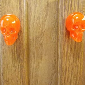 Orange Skull Cabinet Knobs/Drawer Knobs (Black Light Activated) (Set of 2)